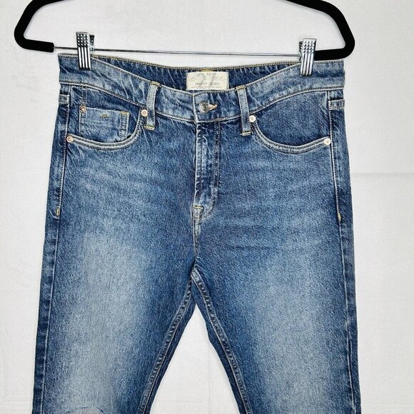 We The Free People Jeans Sz 27 (30x30) Blue Denim Distressed Straight Leg - Picture 2 of 13